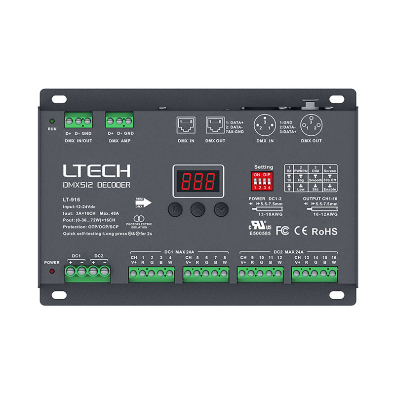 16CH LED CV DMX UL-Listed LED Decoder LT-916